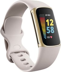 Fitbit Charge 5 Advanced Fitness & Health Activity Tracker (FB421GLWT) Stainless Steel - Lunar White / Soft Gold