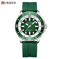 Curren 8448 Men's Quartz Watch Silicone Strap Fashion Sports Waterproof / Green