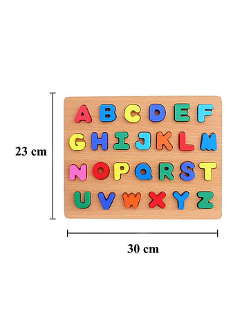 We Happy 27 Pieces Wooden Alphabet ABC Board Toy for Toddlers, Learning Puzzle, Early Education Activity