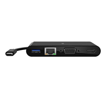 بلكين كابل USB-C 10 سم إلى HDMI وVGA وDVI وDisplayPort - أسود