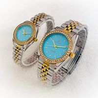 Galaxy 2373 Waterproof silver- blue Quartz Analog Couple Watch Set