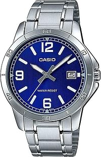 Casio MTP-V004D-2BUDF analog quartz silver stainless steel men's watch, Blue