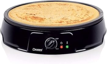 Dessini Electric Crepe Maker: Precise Temperature Control for Perfect Pancakes 12 Inch Non-Stick Grill Pan and Detachable 4 mini crepe mold pan Includes Batter Spreader & Spatula Black