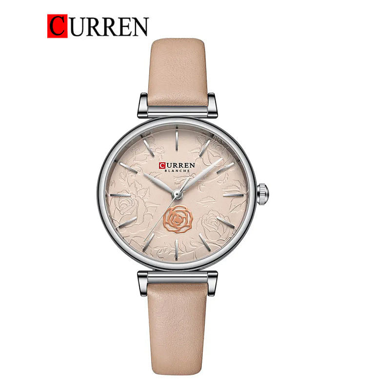 Curren 9078 Original Brand Leather Strap Wrist Watches For Women / Khaki