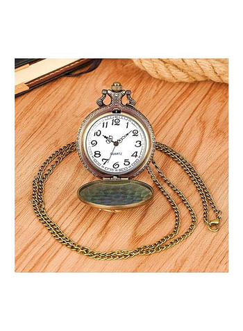 Yash Classic Bronze Train Themed Quartz Pocket Watch.