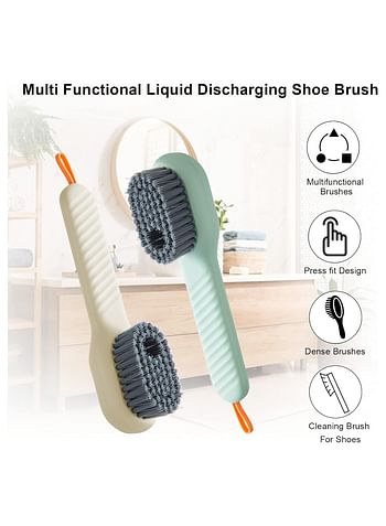 Shoe Brush Household Brush with Soft Bristles Multifunctional Shoe Brush with Liquid Box Household Cleaning Brush and Soap Dispenser for Shoe Clothing Random color