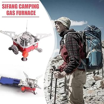 Mini Portable Square-Shaped Gas Butane Burner Camping Stove Travelling Stainless Steel Cooking Stove Folding