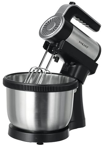 SOKANY Electric Stand Mixer 4L 5 Speed Tilt Head with Dough Rod Wire Whip & Beater Stainless Steel Bowl