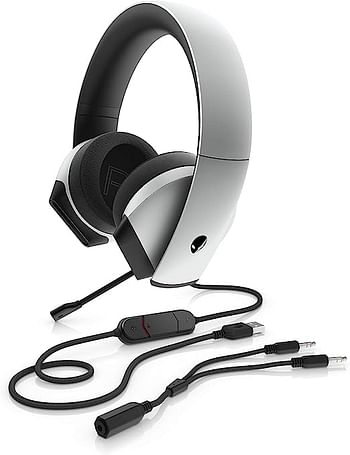 Alienware 7.1 PC Gaming Headset AW510H-Light: 50mm Hi-Res Drivers - Noise Cancelling Mic - Multi Platform Compatible(PS4,Xbox One,Switch) via 3.5mm Jack, Gray