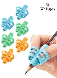 حامل أقلام للكتابة للأطفال، مقابض أقلام تصحيح وضعية السيليكون للأطفال، تأتي بألوان متنوعة (عبوة من 6 قطع)