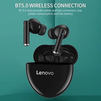 Lenovo HT06-BK Small Bluetooth Wireless Headphones, Black