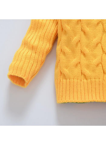 We Happy Baby Boys Girls Sweater Kids Cable Knit Turtleneck Long Sleeve Chunky Warm Pullover Top -Yellow-3 To 4y