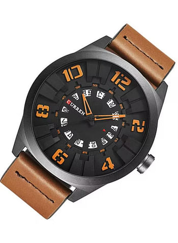 Curren 8258 Water Resistant Analog Watch for Men - Brown