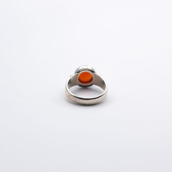 925 Sterling Silver Natural Red Carnelian Crystal Ring Size Diameter 3 cm