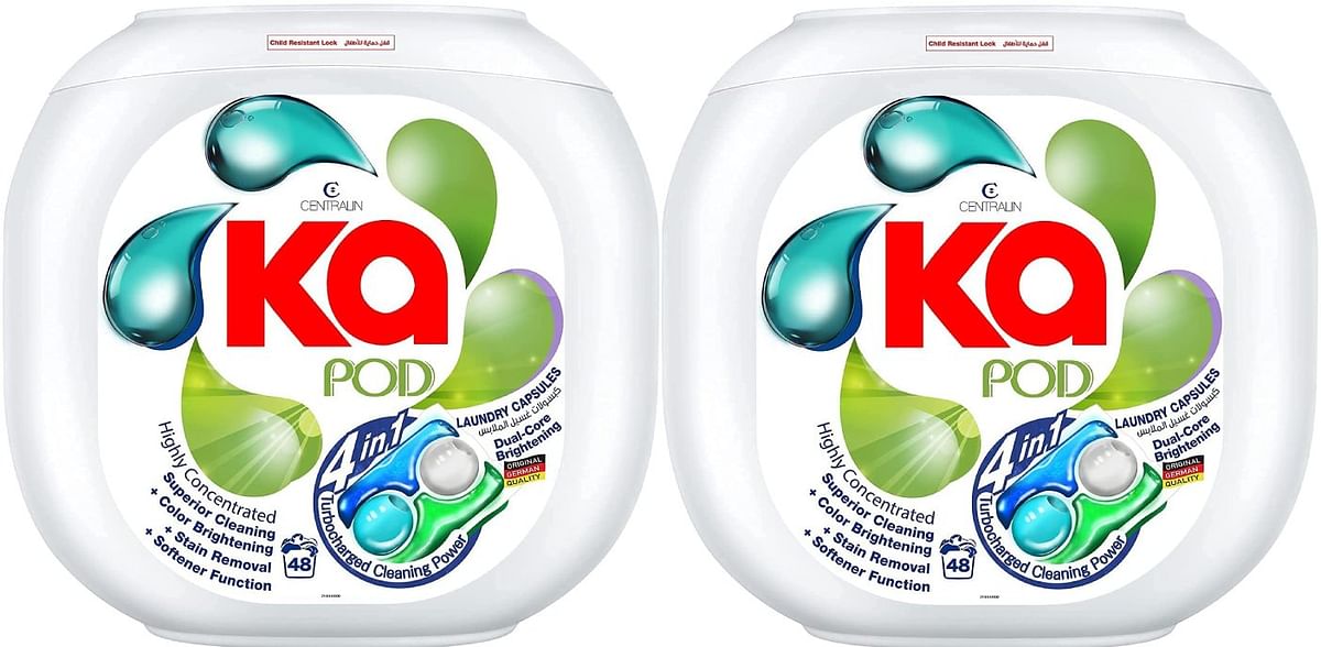 KA 4 in 1 PODS ، منظف غسيل مضاد للبكتيريا بنسبة 99.9٪ ، 48 كبسولة ، كبسولات غسيل بتركيبة ألمانية ، كبسولات سائلة للغسيل ، رائحة أصلية ، عبوة من 2 × 48 كبسولة (96 كبسولة)