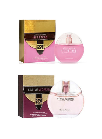 Set of 2 Chris Adams Perfumes Active Woman and Intense Eau De Parfum