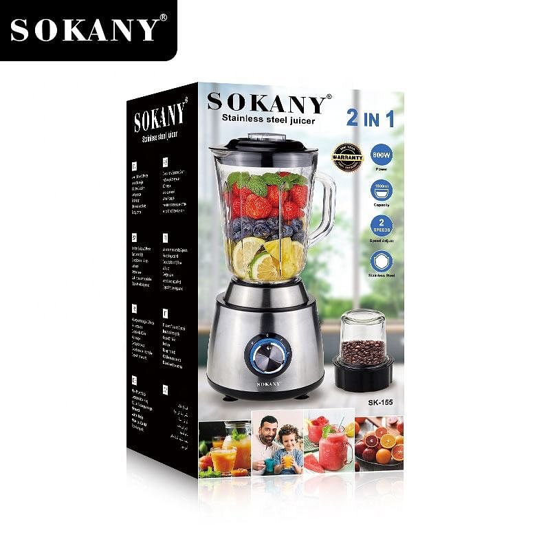 sokany Stainless Steel Portable Juicer Blender To-Go Cups and Spout Lids Pulse Technology Smoothie Blender