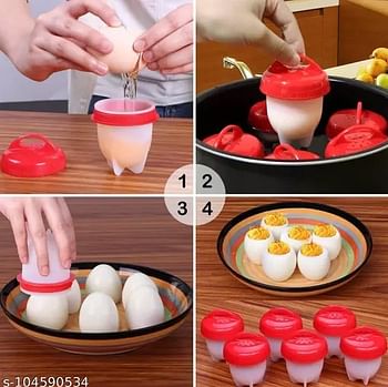 Silicone Egg Cooker, Hard Boiled Egg Maker 6 Pieces Silicone Egg Poachers, Boiled Egg Cooker without Shell