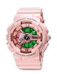 SKMEI 1688 Sports Fashion Chronograph Dual Display Alarm EL Light Watch For Women - Pink