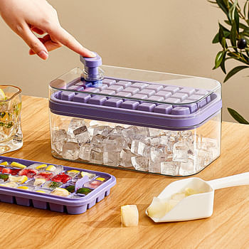 Double Layer Button Press Ice Mold With Storage Box