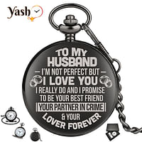 Yash Retro Style I Love You Quartz Pocket Watch For Husband - Signature Gift.