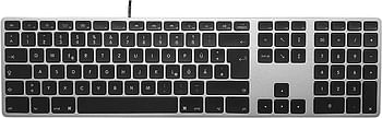 Matias FK318LB-DE Aluminium Wired Keyboard with RGB Backlight USB Keyboard for Apple Mac OS QWERTZ German with Flat Keys and Additional Numeric Keypad Space Grey