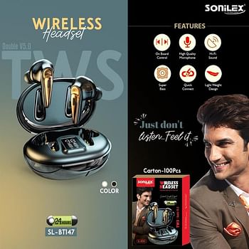 Sonilex Sl-bt147 Wireless Headset 24 Hours. Earbuds.