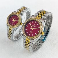 Galaxy 2373 Waterproof Quartz red Analog Couple Watch Set