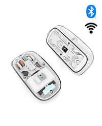 Max & Max Wireless Mouse Crystal Transparent, Gaming Adjustable DPI, Triple 2.4G Mode Switching Bluetooth 2, Rechargeable digital display Silent Mouse for PC Laptops Mac iPhone Android (White)