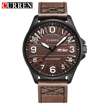 CURREN 8269 Men Wrist Watch Man Sports Male Watches Leather Wristwatch Chocolate/Black