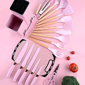 19 pcs Silicone Kitchen Spatula Set Cooking Utensil Set Non-Stick & Non-Toxic Cooking Tools,Kitchen Tools, Silicone Cooking Utensils, Includes Tongs, Spatula, Turner, Ladle - random color