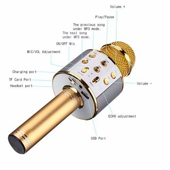 ميكروفون كاريوكي لاسلكي محمول باليد بتقنية البلوتوث مع مشغل KTV USB WS-858 متعدد الألوان