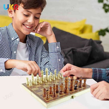 BERRY Chess Wooden Traditional Board Game Compact 12 inch Classic Set Gift for Kids