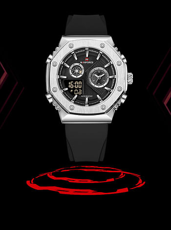 NAVIFORCE New Arrival 2023 NF9216T Casual Sport Men's Watch Digital Alarm Man Clock Durable Silicone Waterproof Luminous Men Quartz Wristwatches -  S/B/B