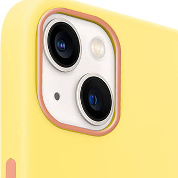 Max & Max iPhone 14 Magnetic Silicon Case, Support Wireless Charging, Shockproof Protection Smooth Grip Anti-Scratch, Camera Lens Protection Cover (Yellow)