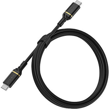 OtterBox USB-C to USB-C PD Cable 1 Meter - Durable, Tangle-Free, High Speed Charging &a Sync Cable 3 Amp, for MacBook, iPad Pro, Samsung, Nintendo Wii & other USB-C enabled devices - Black