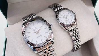 Galaxy Beautiful couple watches Fashion stainless steel silver chain watches Set of two