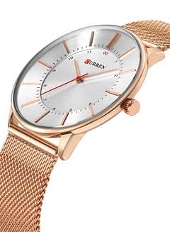 CURREN Men's Waterproof Stainless Steel Mesh BAnd Casual Quartz Watch 8303 - 41 mm - Rose Gold