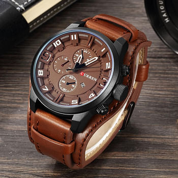 CURREN 8225 Men's Watches Fashion Luxury Brand Military Quartz Sports Men's Watch Casual Leather Wristwatches Male Clock Brown/Black