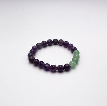 Natural Amethyst and Green Aventurine Crystal Bracelet