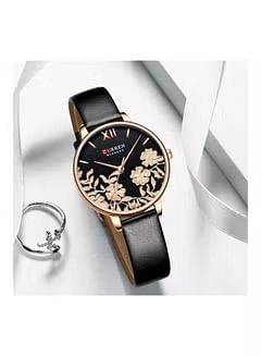 CURREN Women's Leather Analog Wrist Watch 9065 - 32 mm - Black