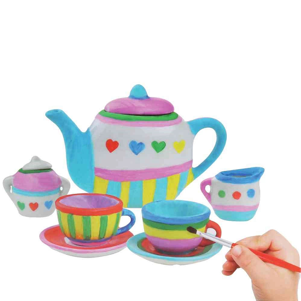 UKR Tea Set DIY Ceramic Kitchen Toy Paint Coloring Art