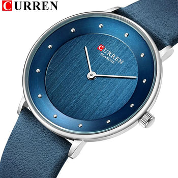 Curren 9033 Original Brand Leather Strap Wrist Watches For Women / Navy