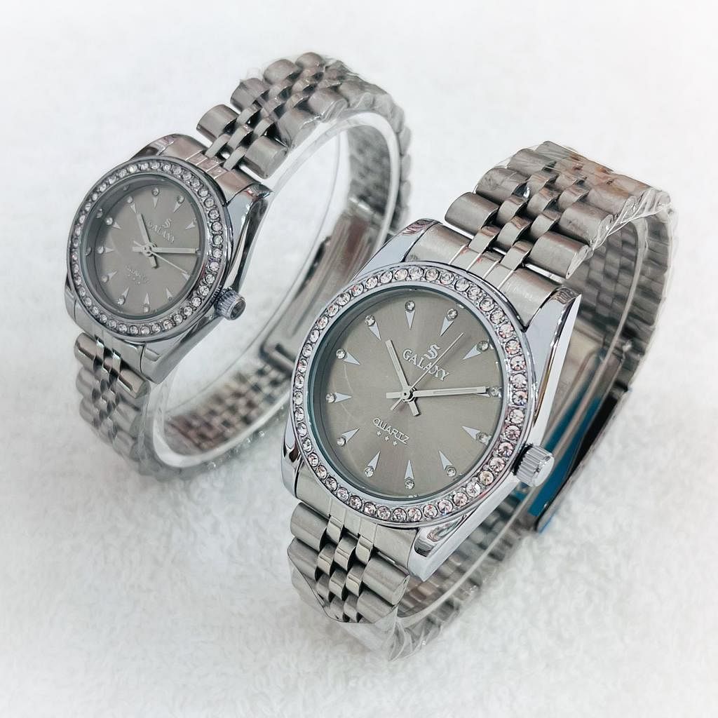 Galaxy 2373 Waterproof Quartz white Analog Couple Watch Set