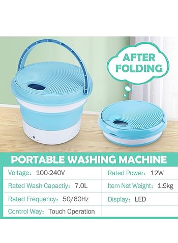 Portable Mini Washing Machine Folding Cloth Washing Machine, Small Foldable Bucket Washer Lightweight Convenient Washer for Wash Baby Clothes