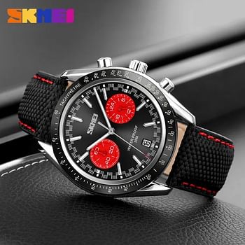 SKMEI Men Quartz Watch Waterproof Watch with Stopwatch Timing Fashion Casual Style For Men 9292 Black-Red