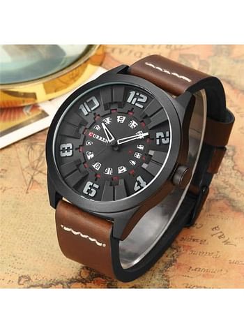 Men's Water Resistant Analog Watch 8258 - 49 mm - Coffee