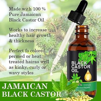 Black Castor Oil for Hair Growth and Essential Oil for Eyelashes, Eyebrows, Hair, Skin Moisturizer and Hair Treatment- 60 ml