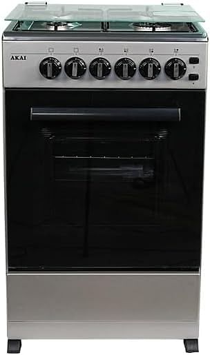 Akai Freestanding Cooker with 4 Burner, Full Safety CRMA505SC - Silver