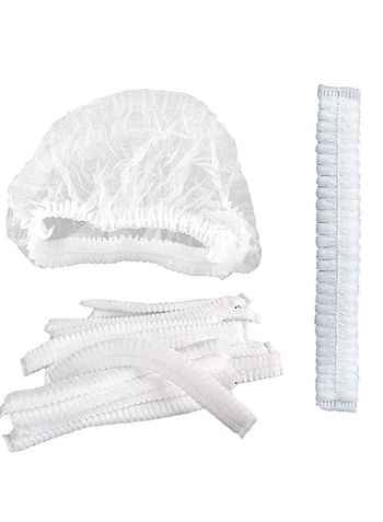 قبعات استحمام للاستعمال مرة واحدة 100 قطعة من جيساليف شبكة شعر غير منسوجة مقاس 19 بوصة بيضاء